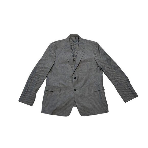 Theory Sport Coat Men 46R Gray Blazer Jacket Virgin Wool Plaid Business Preppy - Picture 1 of 12